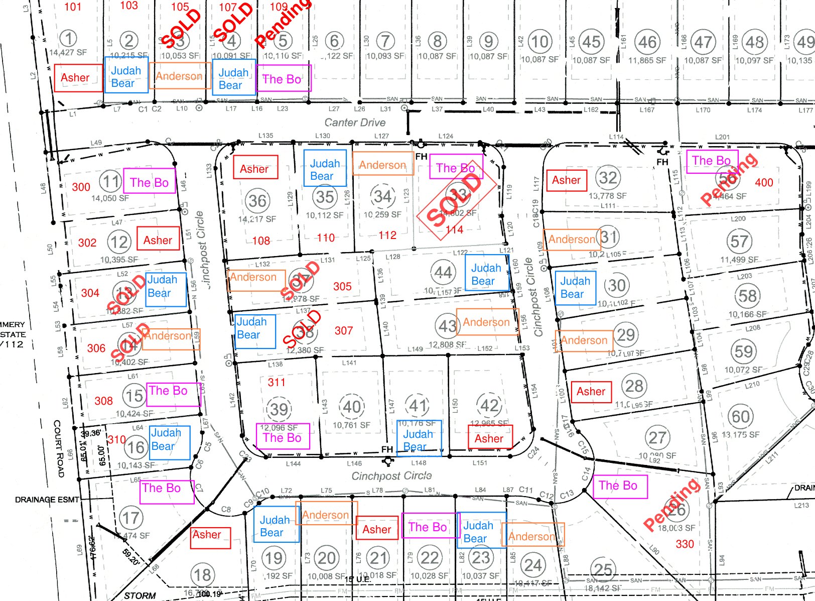 Interactive site plan — tap a homesite